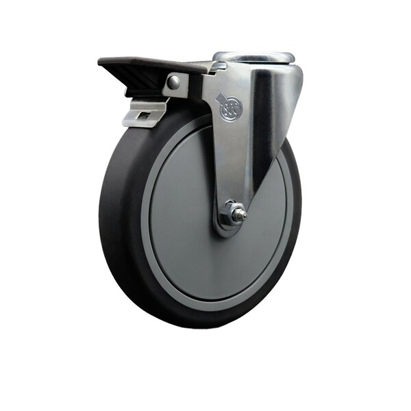 6'' Thermo Rubber Wheel Swivel Bolt Hole Caster with Posi Lock Brake